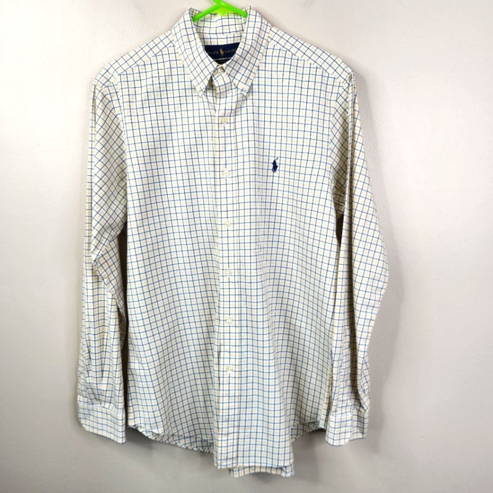 Ralph Lauren Mens Classic Fit Long Sleeve Tattersall Plaid Print Button Down M